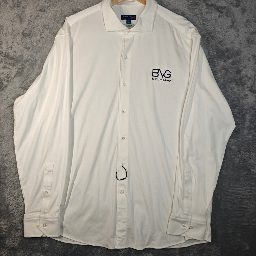 Peter Millar Button Up Shirt Mens XL White Excursionist Flex Crown Crafted BVG